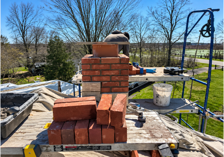 GMT Rebuilding Chimney Stack with New Bricks In Connecticut
